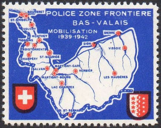 Schweiz Suisse Switzerland Soldatenmarken Eisenbahn Soldier Stamps Railway Police Zone Frontiere Bas-Valais